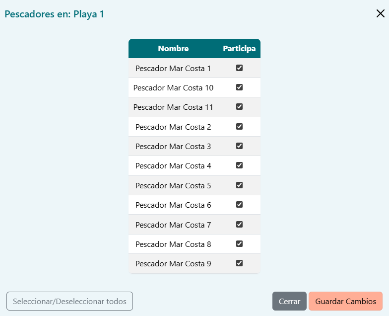 Añadir pescadores a concurso