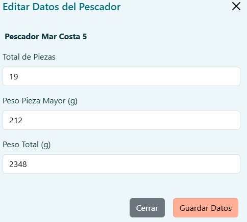 Ingresar datos del pesaje